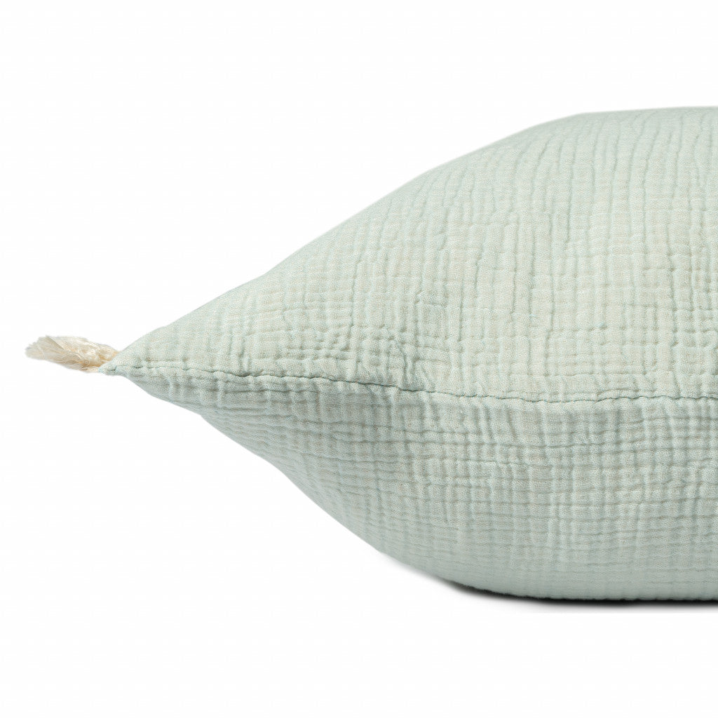 LAKEVIEW 20" AQUA BLUE ORGANIC COTTON THROW PILLOW