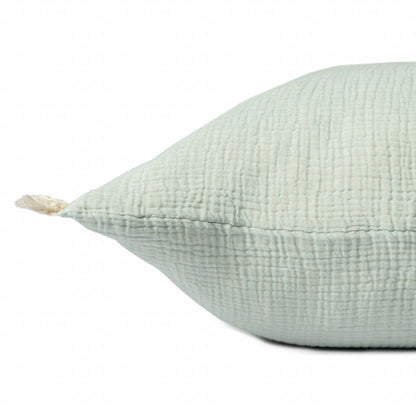 LAKEVIEW 20" AQUA BLUE ORGANIC COTTON THROW PILLOW