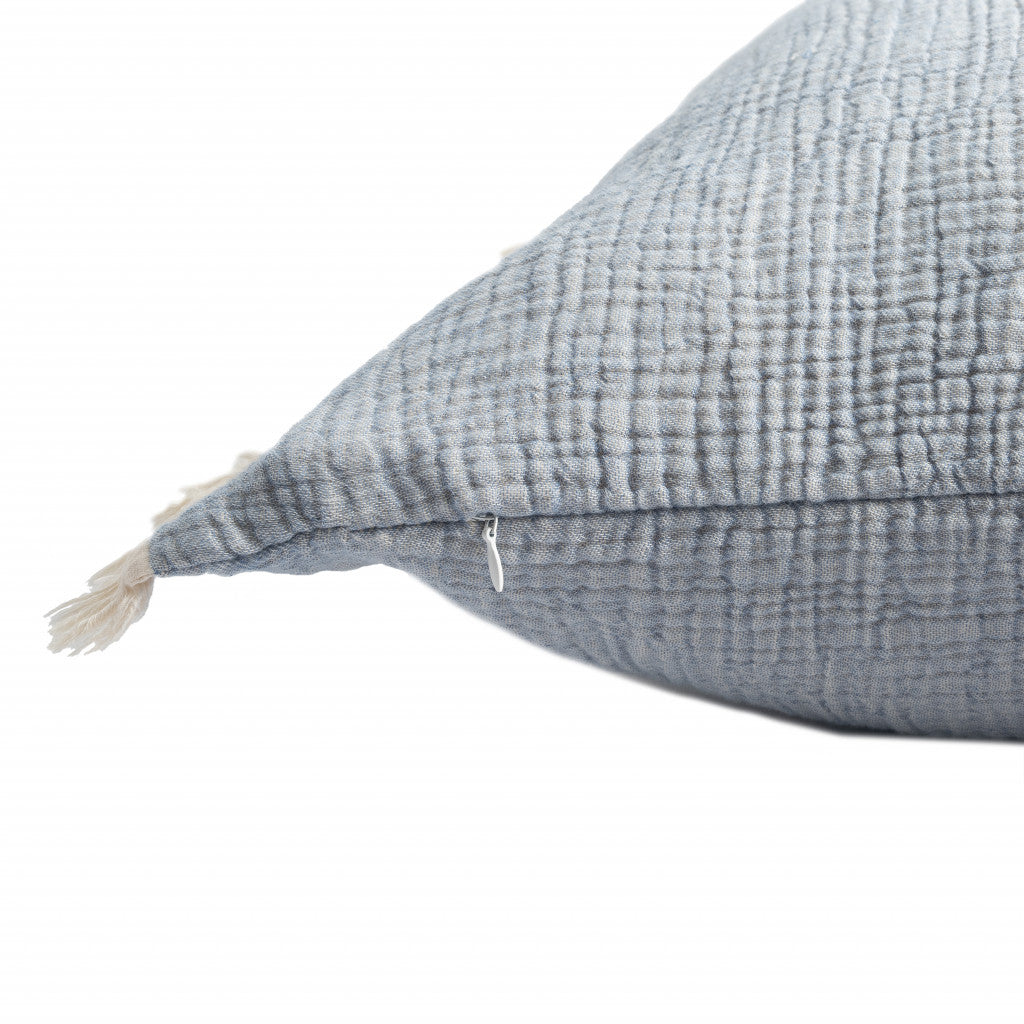 LAKEVIEW 20" MOONLIGHT BLUE ORGANIC COTTON THROW PILLOW
