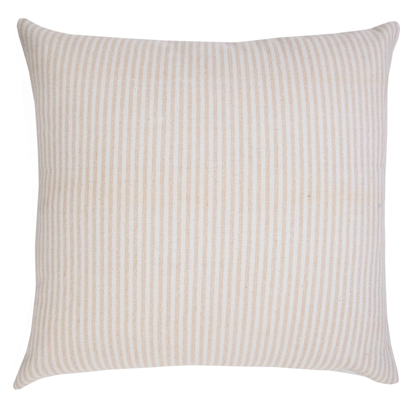 MALIBU 20" X 20" BEIGE AND WHITE 100% COTTON STRIPED ZIPPERED PILLOW - Varnish & Vibe