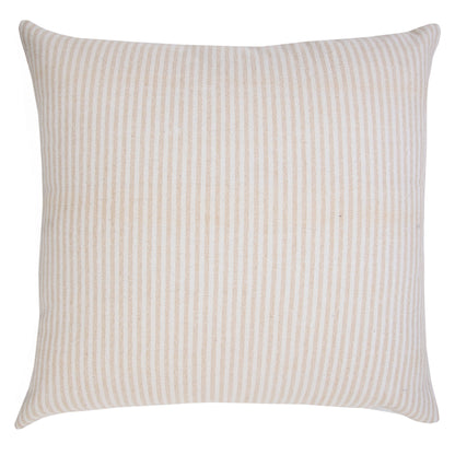 MALIBU 20" X 20" BEIGE AND WHITE 100% COTTON STRIPED ZIPPERED PILLOW - Varnish & Vibe