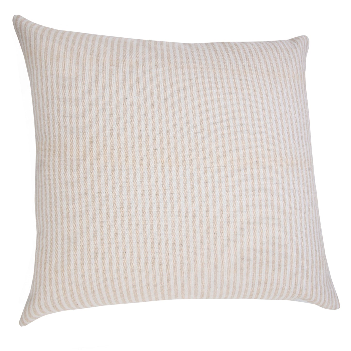 MALIBU 20" X 20" BEIGE AND WHITE 100% COTTON STRIPED ZIPPERED PILLOW - Varnish & Vibe