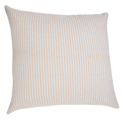 MALIBU 20" X 20" BEIGE AND WHITE 100% COTTON STRIPED ZIPPERED PILLOW - Varnish & Vibe