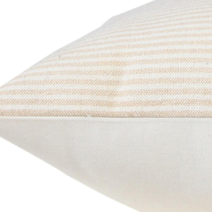 MALIBU 20" X 20" BEIGE AND WHITE 100% COTTON STRIPED ZIPPERED PILLOW - Varnish & Vibe