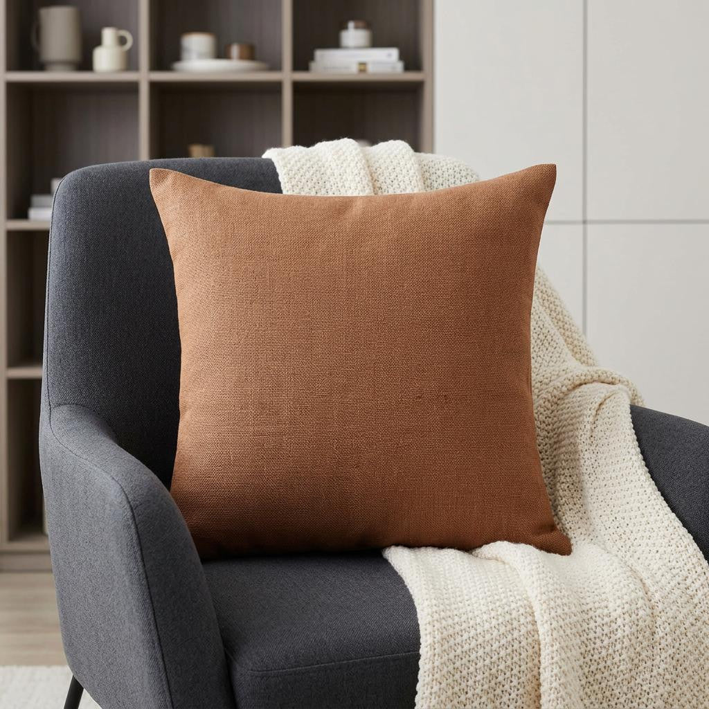 MALIBU 20" BROWN LINEN THROW PILLOW - Varnish & Vibe