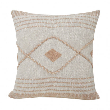 MALIBU 20" X 20" PEACH AND WHITE 100% COTTON COASTAL ZIPPERED PILLOW - Varnish & Vibe