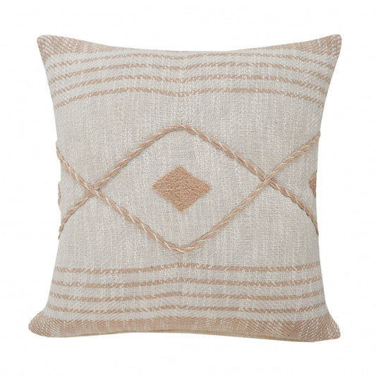 MALIBU 20" X 20" PEACH AND WHITE 100% COTTON COASTAL ZIPPERED PILLOW - Varnish & Vibe