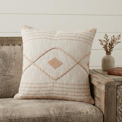 MALIBU 20" X 20" PEACH AND WHITE 100% COTTON COASTAL ZIPPERED PILLOW - Varnish & Vibe