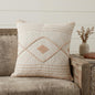 MALIBU 20" X 20" PEACH AND WHITE 100% COTTON COASTAL ZIPPERED PILLOW - Varnish & Vibe
