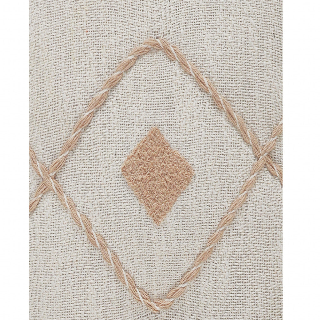 MALIBU 20" X 20" PEACH AND WHITE 100% COTTON COASTAL ZIPPERED PILLOW - Varnish & Vibe