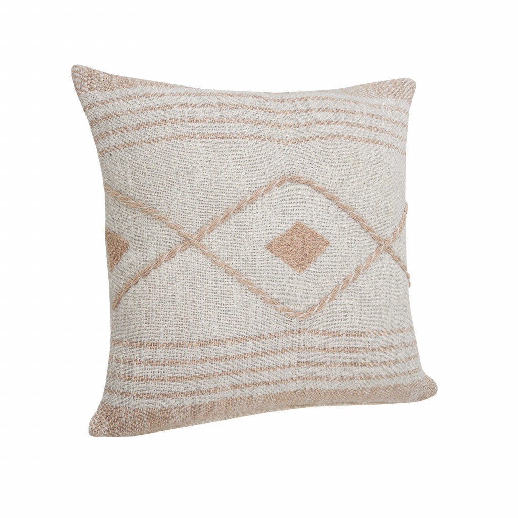 MALIBU 20" X 20" PEACH AND WHITE 100% COTTON COASTAL ZIPPERED PILLOW - Varnish & Vibe
