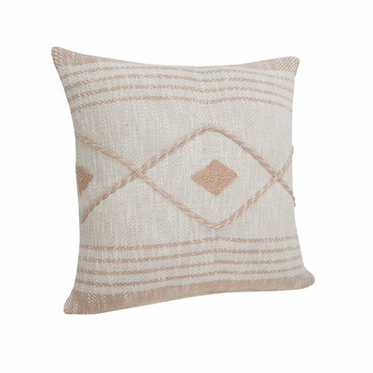 MALIBU 20" X 20" PEACH AND WHITE 100% COTTON COASTAL ZIPPERED PILLOW - Varnish & Vibe