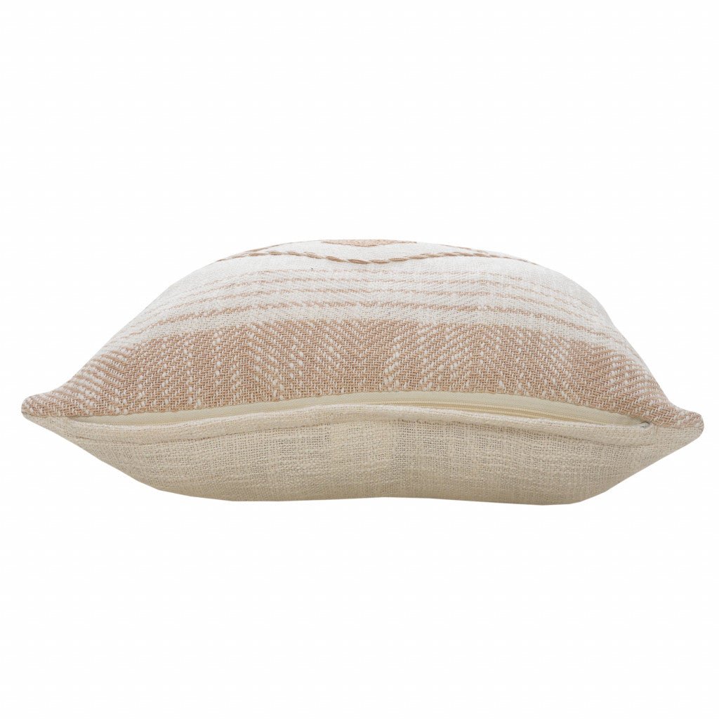 MALIBU 20" X 20" PEACH AND WHITE 100% COTTON COASTAL ZIPPERED PILLOW - Varnish & Vibe