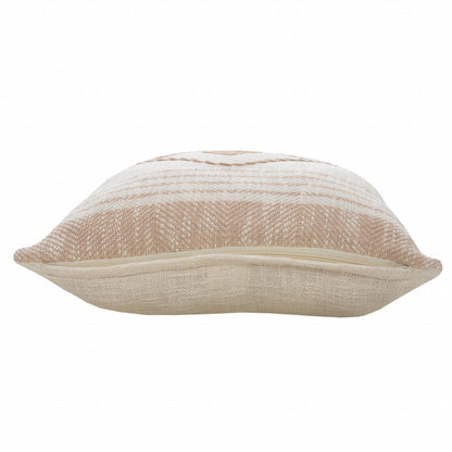 MALIBU 20" X 20" PEACH AND WHITE 100% COTTON COASTAL ZIPPERED PILLOW - Varnish & Vibe