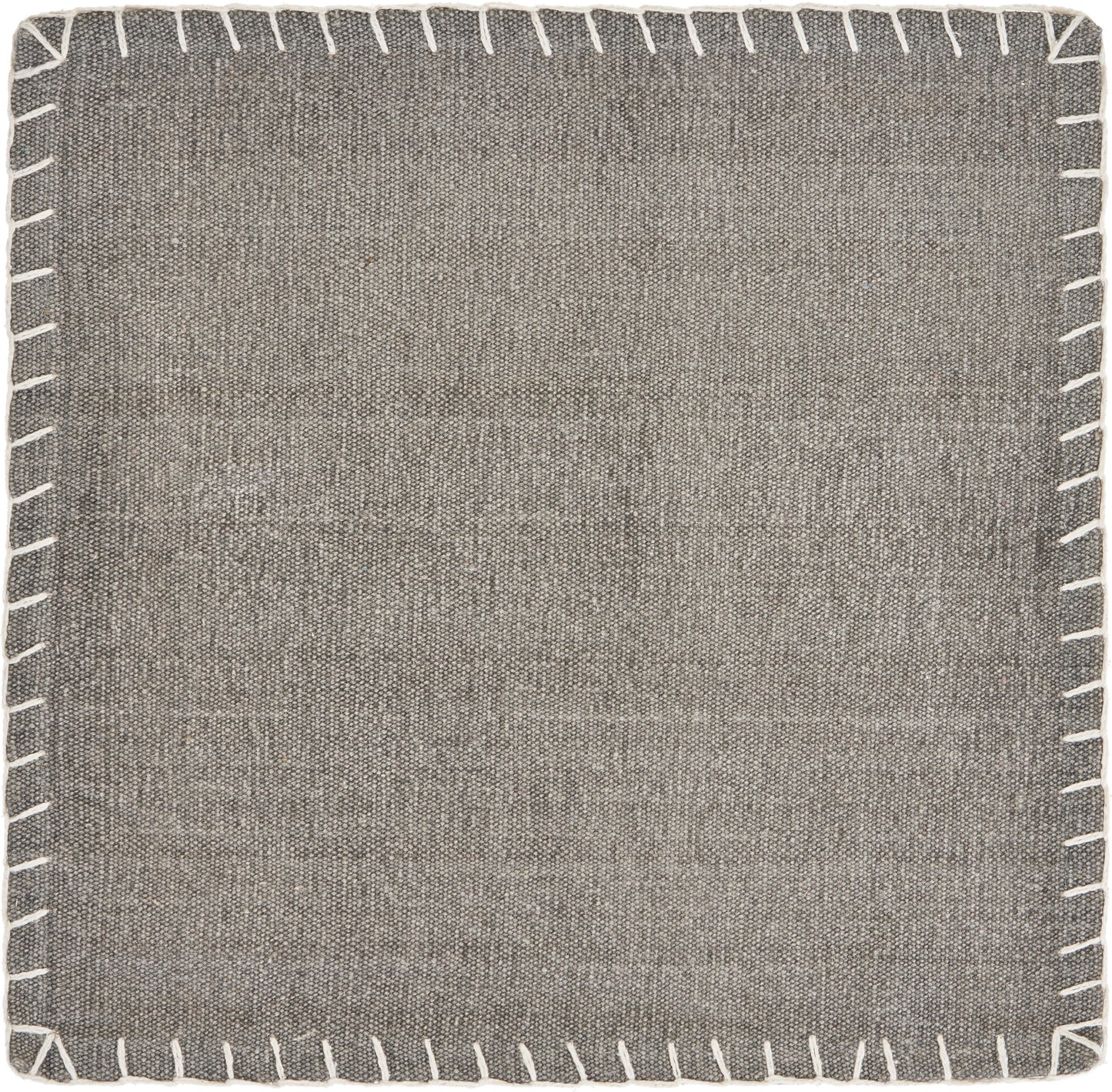 Gray square fabric with white stitching border