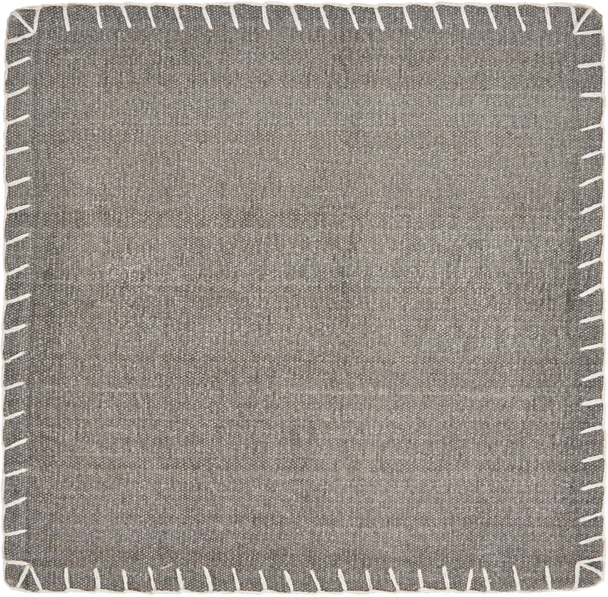 Gray square fabric with white stitching border
