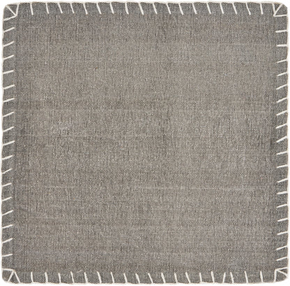 Gray square fabric with white stitching border
