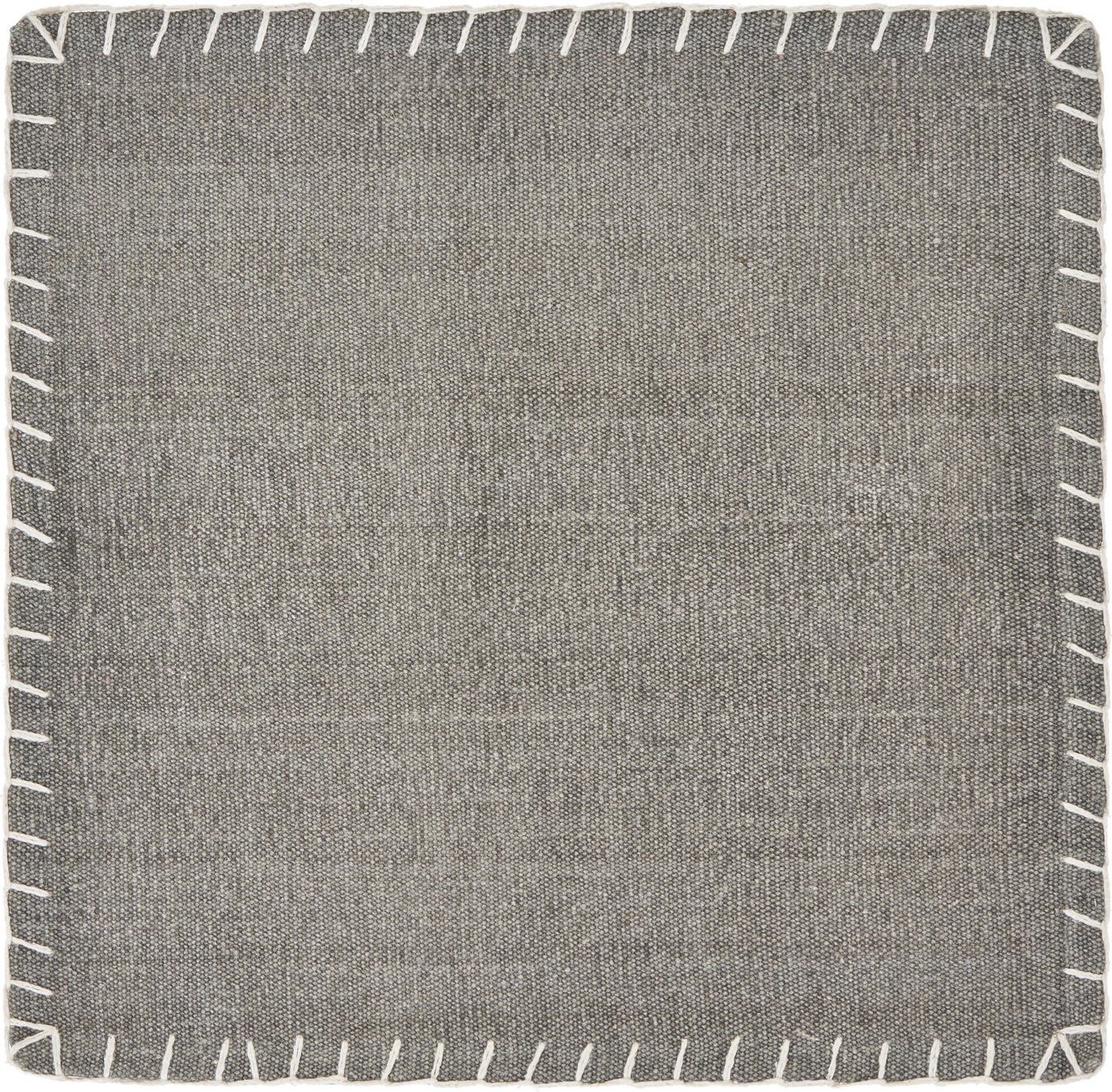 Gray square fabric with white stitching border