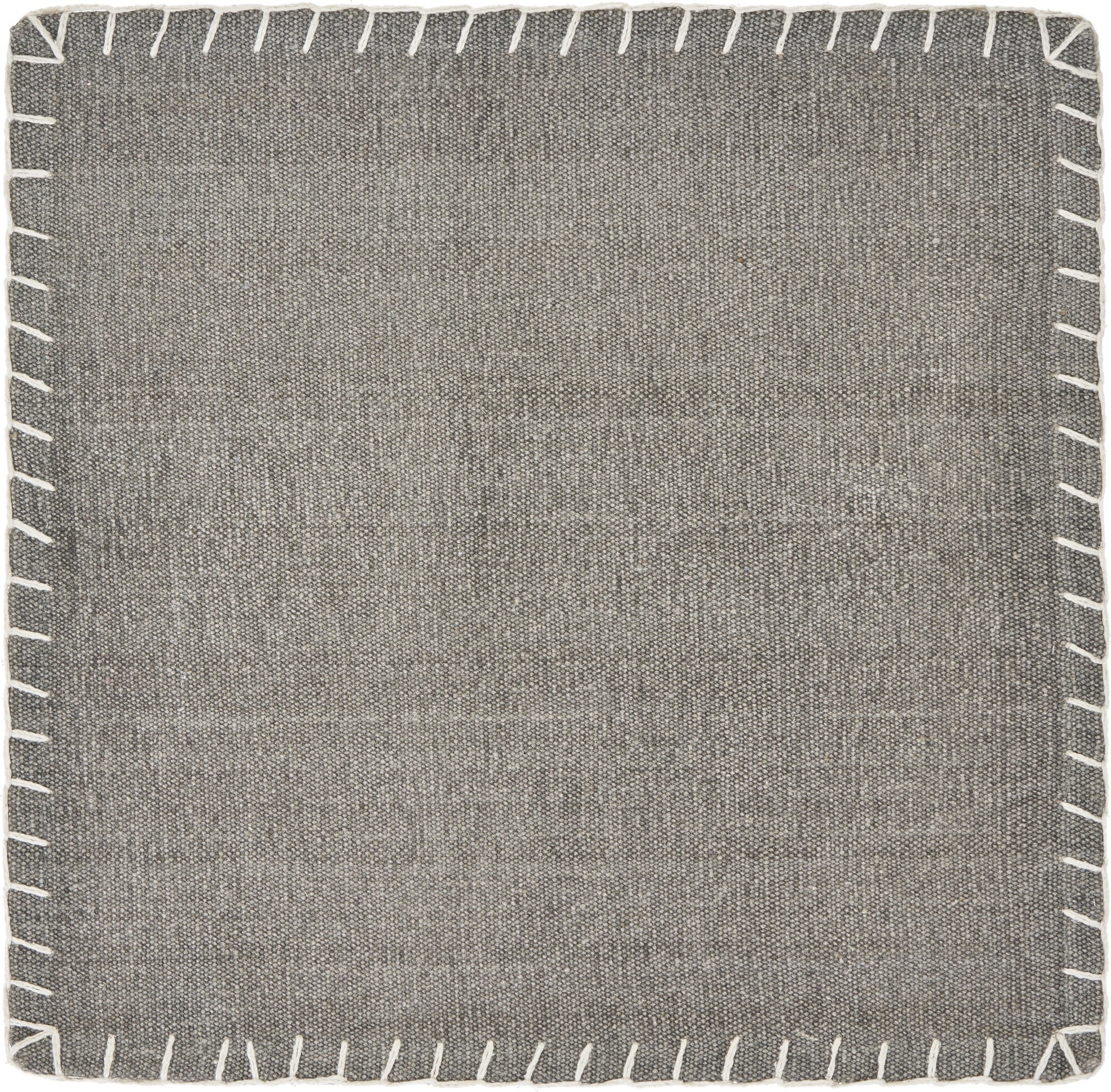Gray square fabric with white stitching border