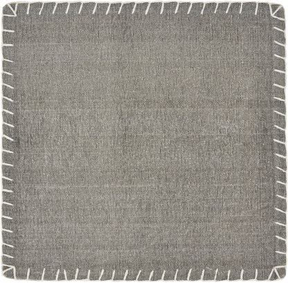 Gray square fabric with white stitching border