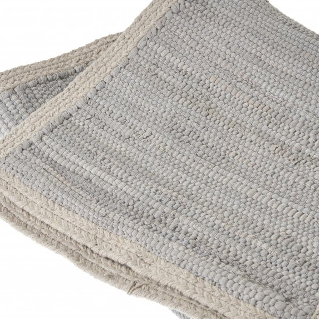 Gray textured bath mat on a white background