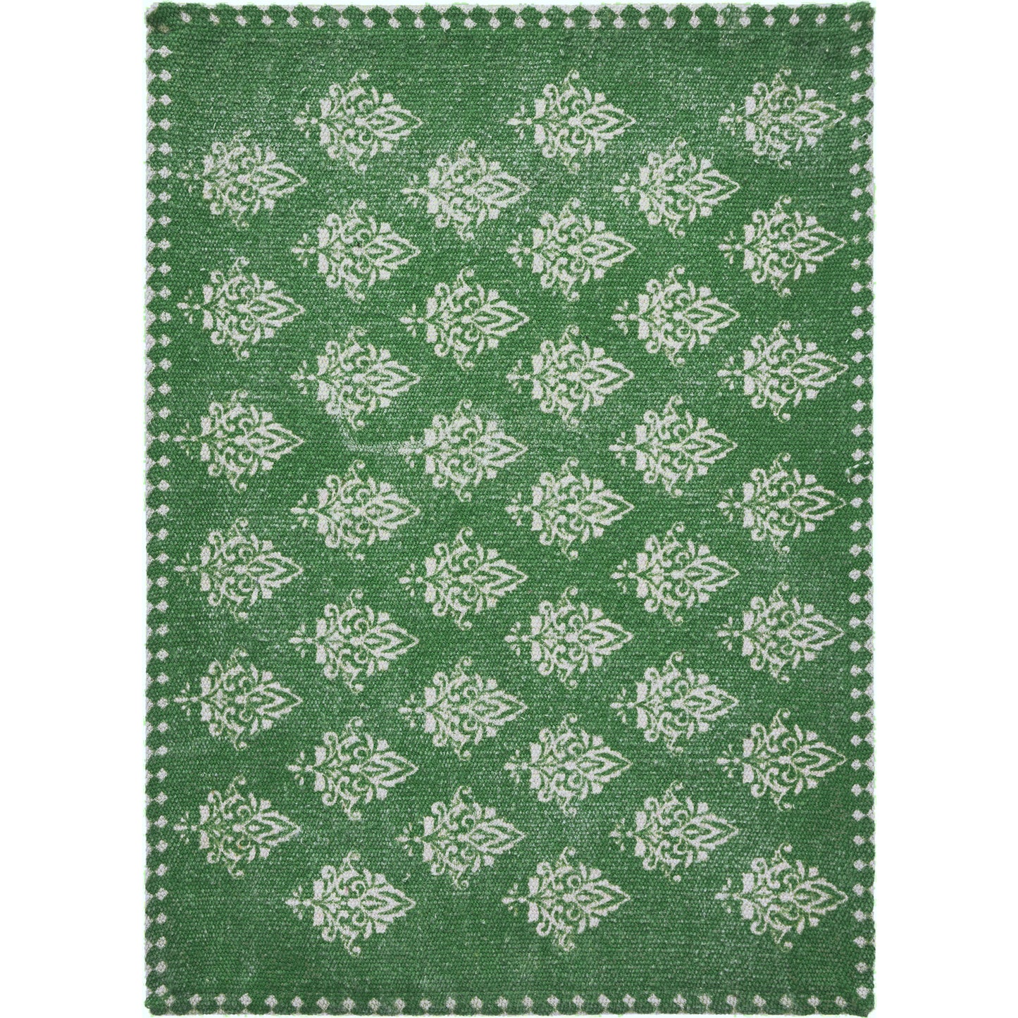 19" SET OF FOUR GREEN AND CREAM GEOMETRIC MEDALLION COTTON PLACEMATS - Varnish & Vibe