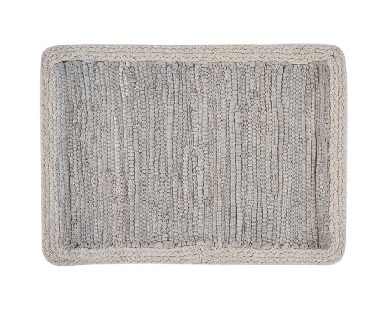 Gray textured bath mat on a white background