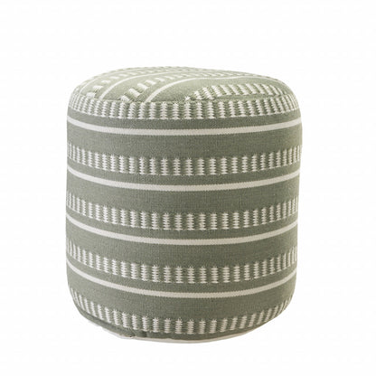 LAKEVIEW 20" GREEN STRIPED OUTDOOR POUF OTTOMAN