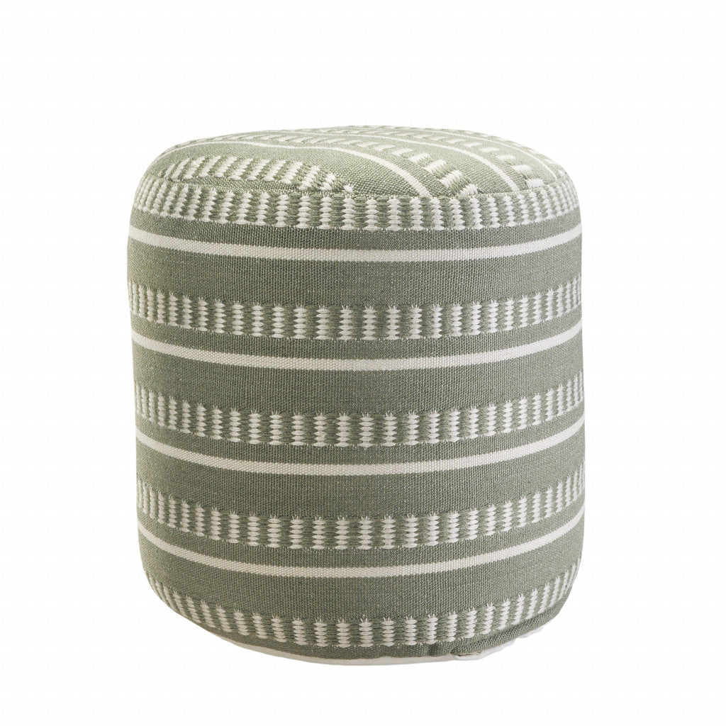 LAKEVIEW 20" GREEN STRIPED OUTDOOR POUF OTTOMAN