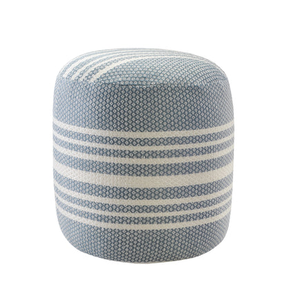 LAKEVIEW 20" BLUE STRIPED OUTDOOR POUF OTTOMAN