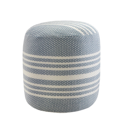 LAKEVIEW 20" BLUE STRIPED OUTDOOR POUF OTTOMAN