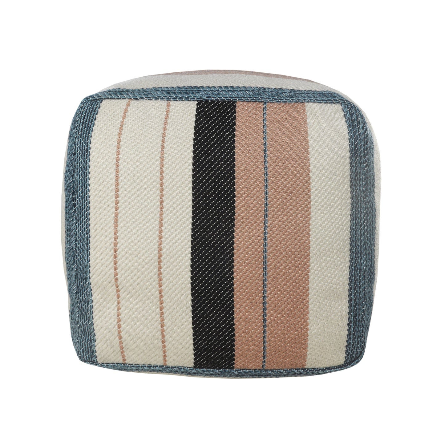 LAKEVIEW 20" WHITE STRIPED OUTDOOR POUF OTTOMAN