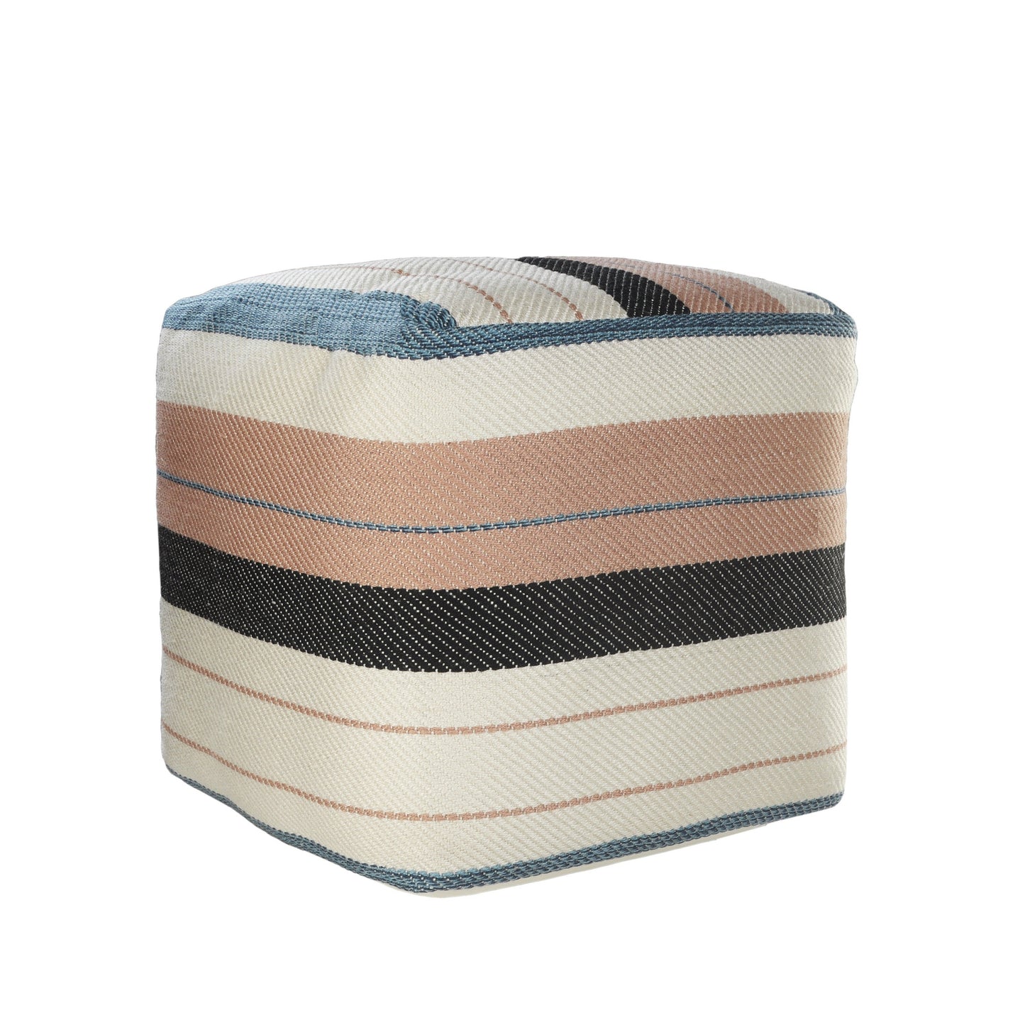LAKEVIEW 20" WHITE STRIPED OUTDOOR POUF OTTOMAN