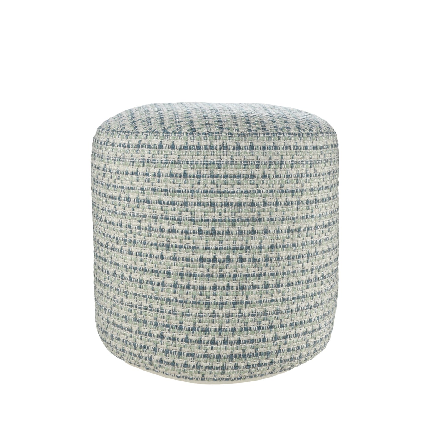 LAKEVIEW 20" BLUE GEOMETRIC OUTDOOR POUF OTTOMAN