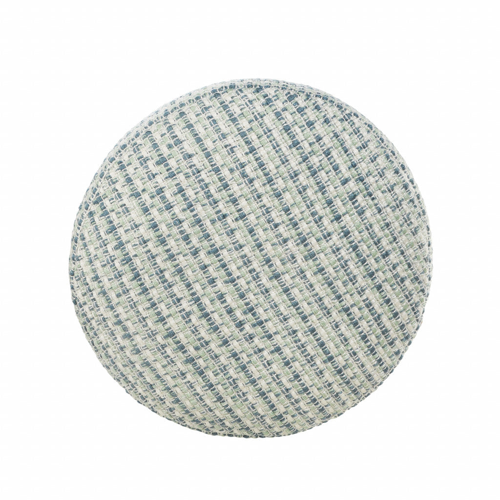 LAKEVIEW 20" BLUE GEOMETRIC OUTDOOR POUF OTTOMAN