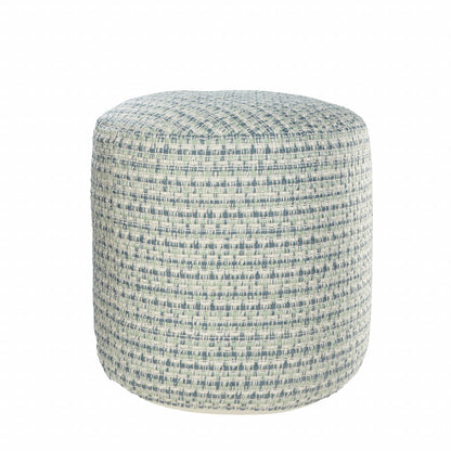 LAKEVIEW 20" BLUE GEOMETRIC OUTDOOR POUF OTTOMAN