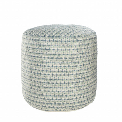 LAKEVIEW 20" BLUE GEOMETRIC OUTDOOR POUF OTTOMAN