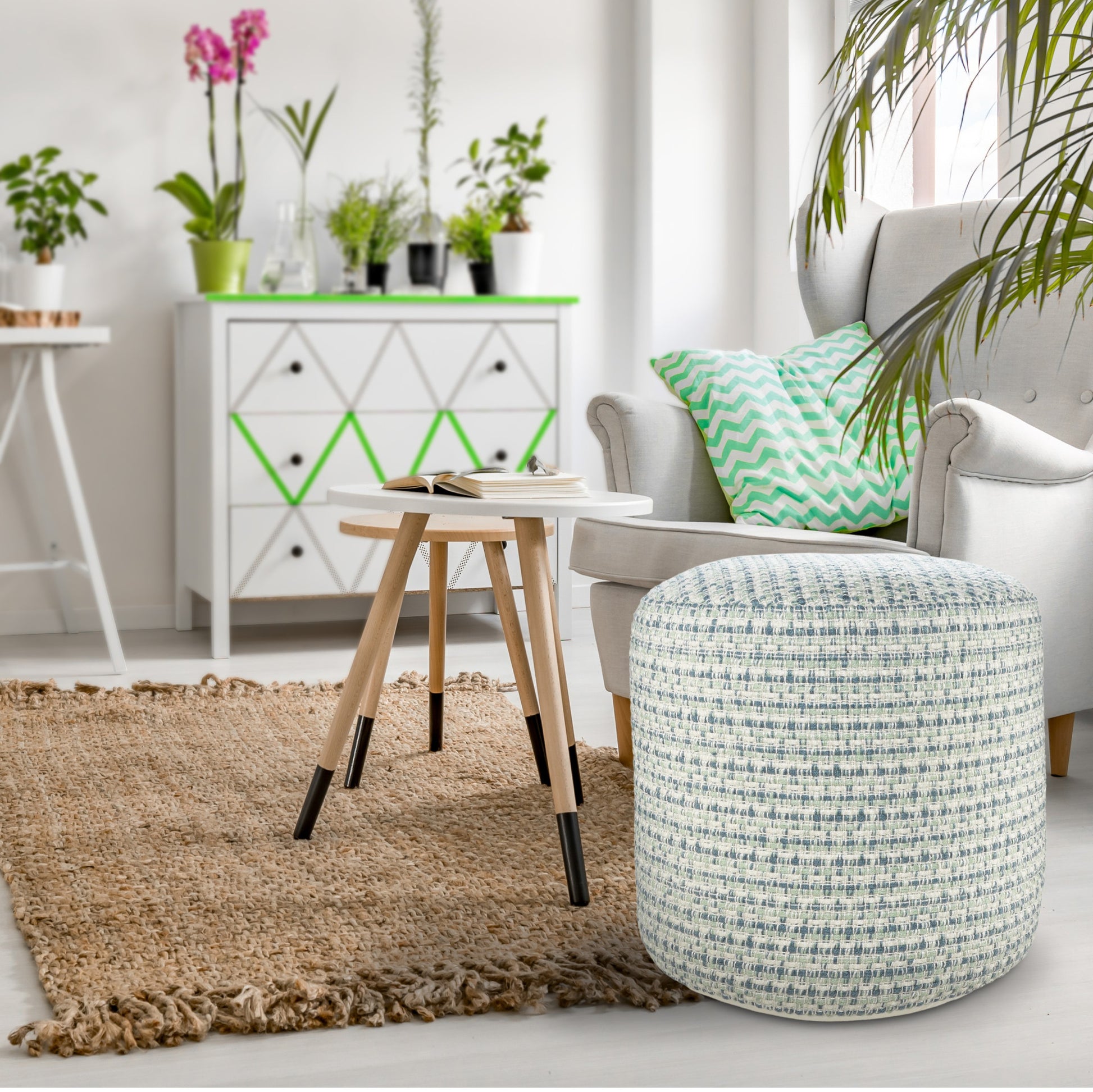 geometric indoor outdoor pouf ottoman, indoor outdoor pouf ottoman, outdoor pouf ottoman, 20" X polyester round geometric indoor, polyester round geometric indoor outdoor