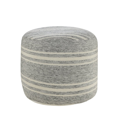 LAKEVIEW 18" GRAY STRIPED OUTDOOR POUF OTTOMAN