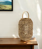LAKEVIEW 16" WICKER AND GLASS CANDLE HOLDER