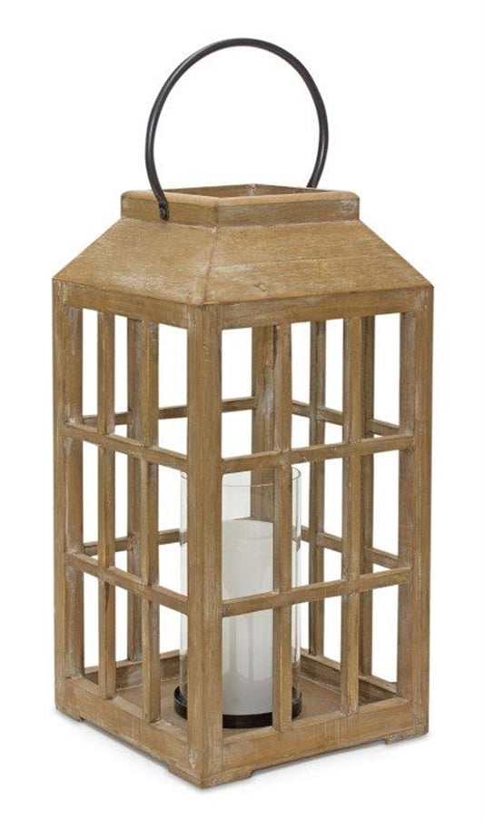LAKEVIEW 18" WOOD AND GLASS CANDLE HOLDER