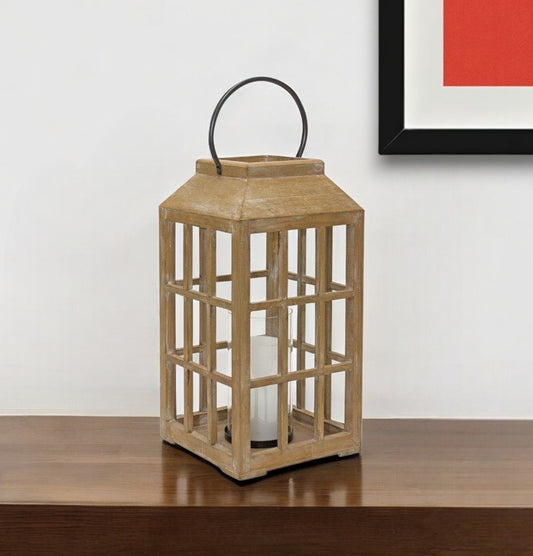 LAKEVIEW 18" WOOD AND GLASS CANDLE HOLDER