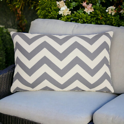 LAKEVIEW 14" x 20" GRAY CHEVRON OUTDOOR THROW PILLOW