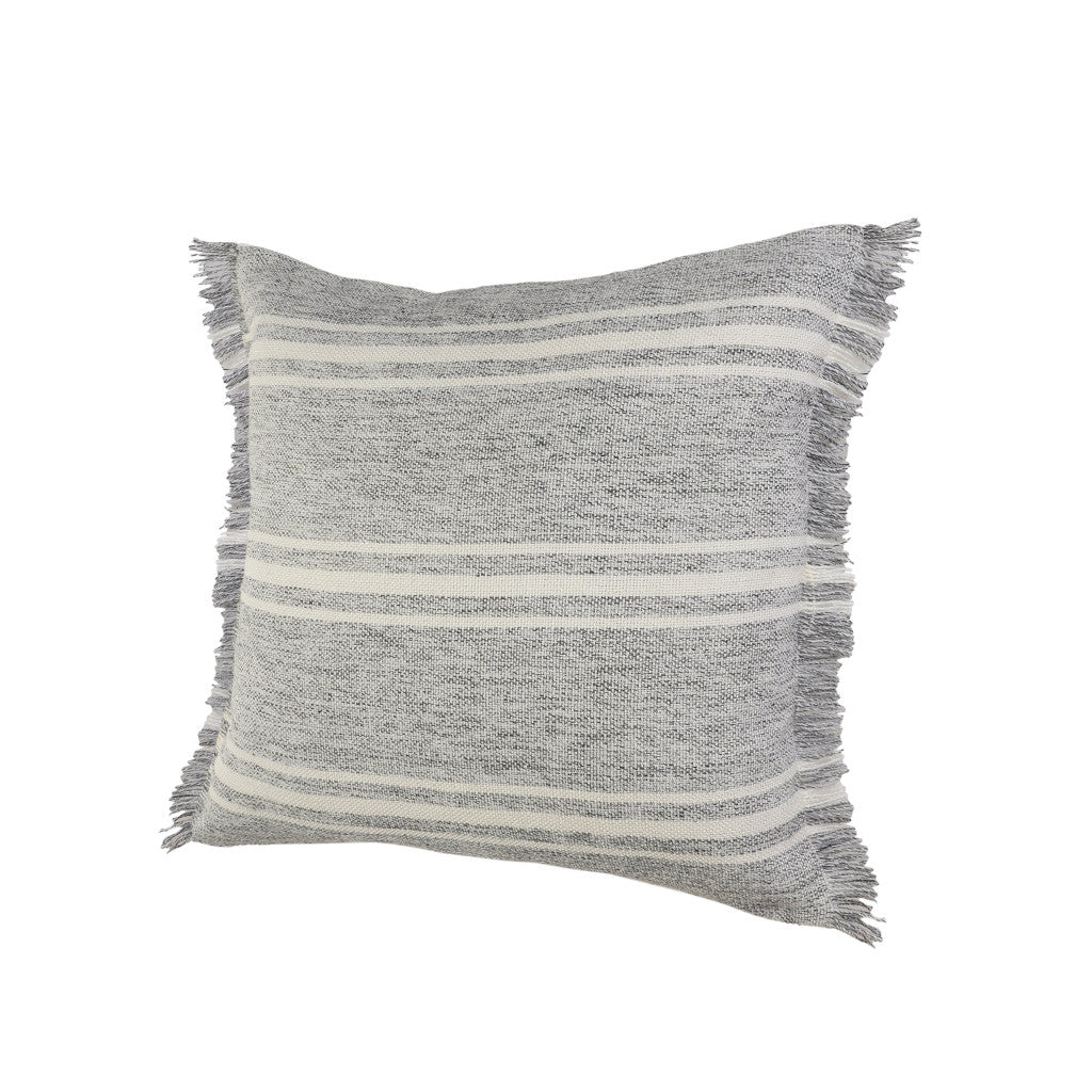 LAKEVIEW 24" GRAY GEOMETRIC OUTDOOR THROW PILLOW