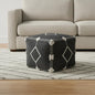 CALABASAS 18" BLACK COTTON GEOMETRIC POUF OTTOMAN - Varnish & Vibe