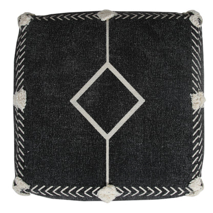 CALABASAS 18" BLACK COTTON GEOMETRIC POUF OTTOMAN - Varnish & Vibe