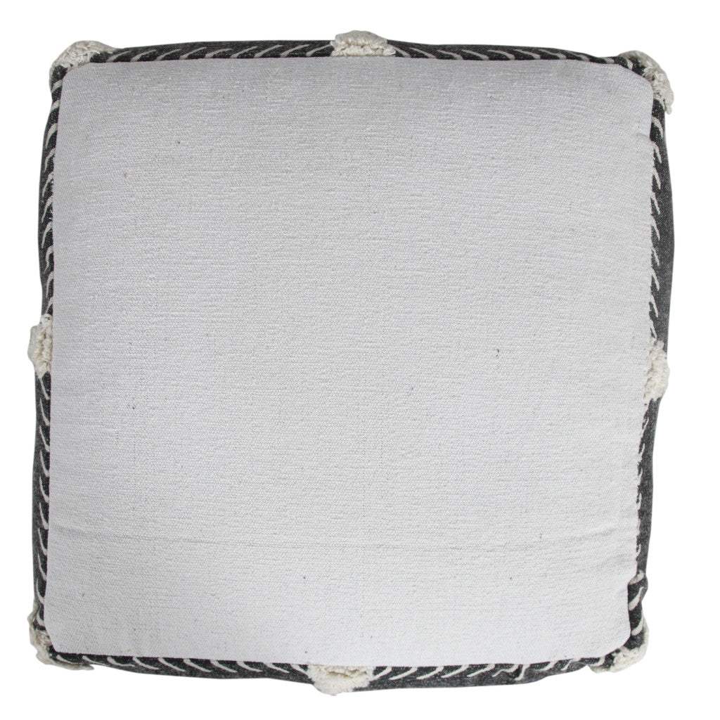 CALABASAS 18" BLACK COTTON GEOMETRIC POUF OTTOMAN - Varnish & Vibe