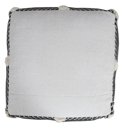 CALABASAS 18" BLACK COTTON GEOMETRIC POUF OTTOMAN - Varnish & Vibe