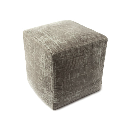Textured cube-shaped ottoman on a white background