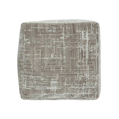 Textured square pillow with geometric pattern on a white background
